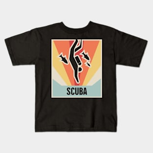 Vintage 70s Style SCUBA Diving Poster Kids T-Shirt